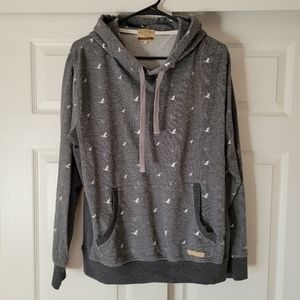 Free Nature Gray Birds Hoodie/Sweater Sz M